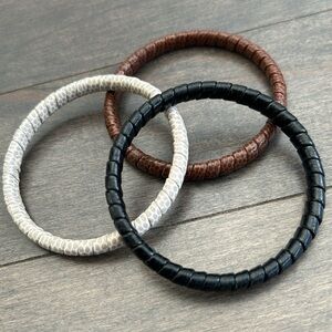 Women’s Bangle Bracelet Set, Brown White Black, Fashion Jewellery, Spiral Design
